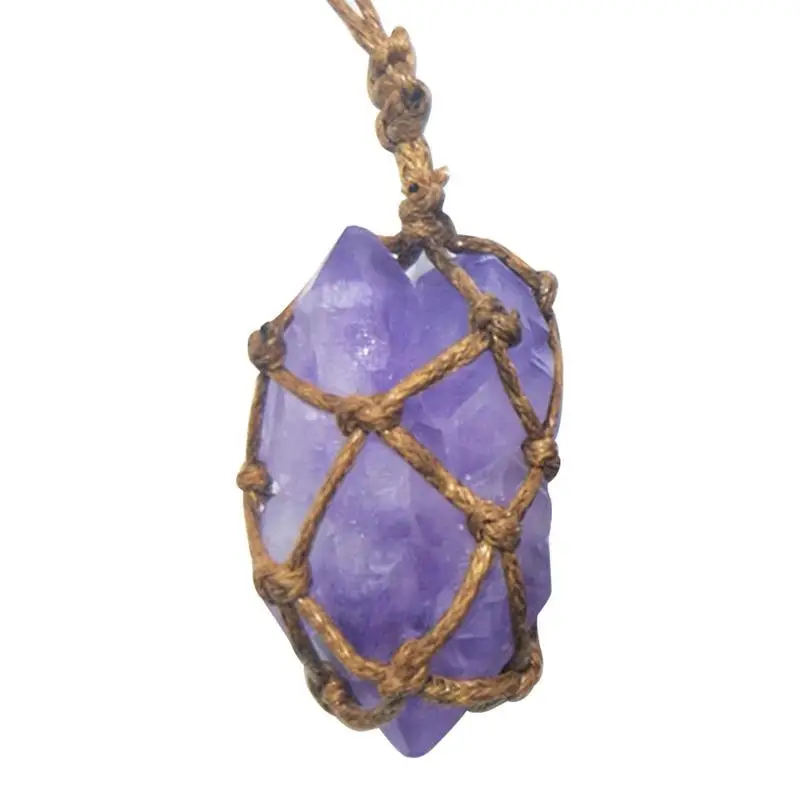 

Irregular Handmade Natural Amethyst Rock Necklace Quartz Healing Purple Crystal Gemstone Pendant Birthstone Necklace Jewe