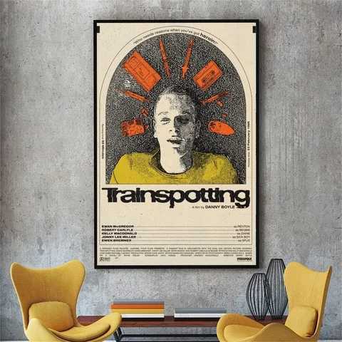 Классический кинопостер Trainspotting из крафт-бумаги для клуба и бара, искусство, картина для спальни, кабинета, большие настенные наклейки Szie