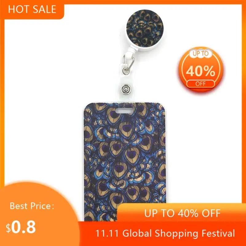 

Vintage Feathers Cartoon Retractable Badge Reel Lanyard Nurse ID Business Credit Card Work Card Badge Holder Office Student