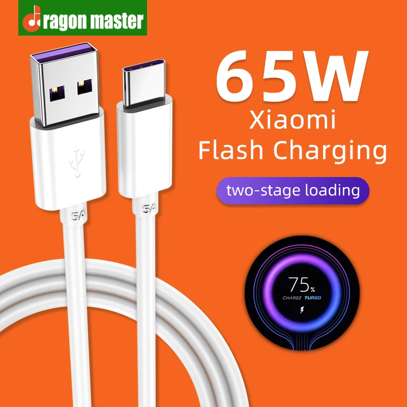 

2PCS Type C Cable 5A Fast Charging Data Cable for Xiaomi Mi 10 Ultra Redmi Phone Power Bank USB C Cable Charger Accessories