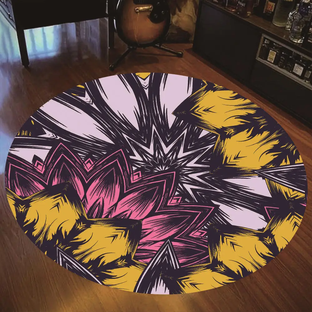 Круглые ковры для гостиной богемные растения с принтом гостиная спальня детский