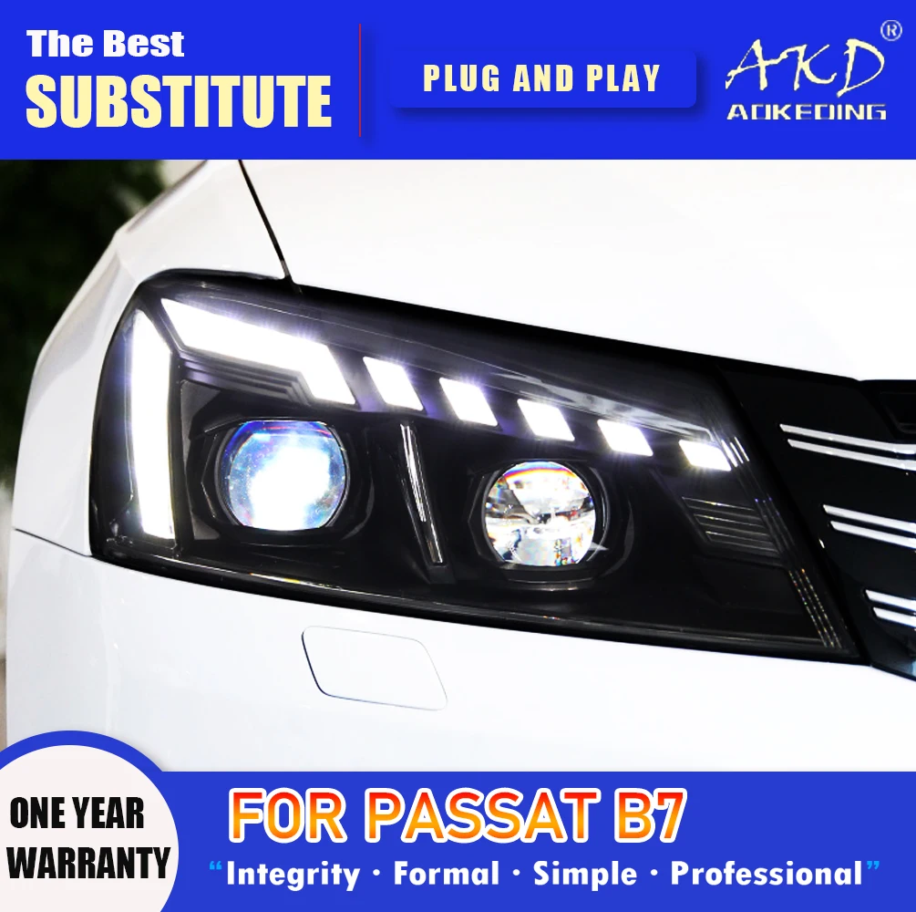

AKD Head Lamp for VW Passat B7 LED Headlight 2011-2015 Headlights Passat B7 DRL Turn Signal High Beam Angel Eye Projector Lens