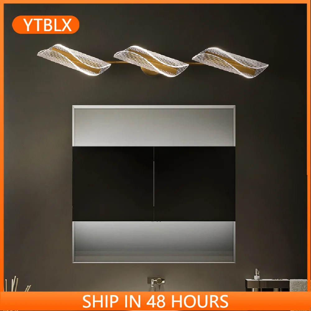 

LED Simple Modern Wall Light Gold Bathroom Toilet Acrylic Long Mirror Lamp 2/3/4 Heads Creative Bedroom Indoor Aisle Sconces
