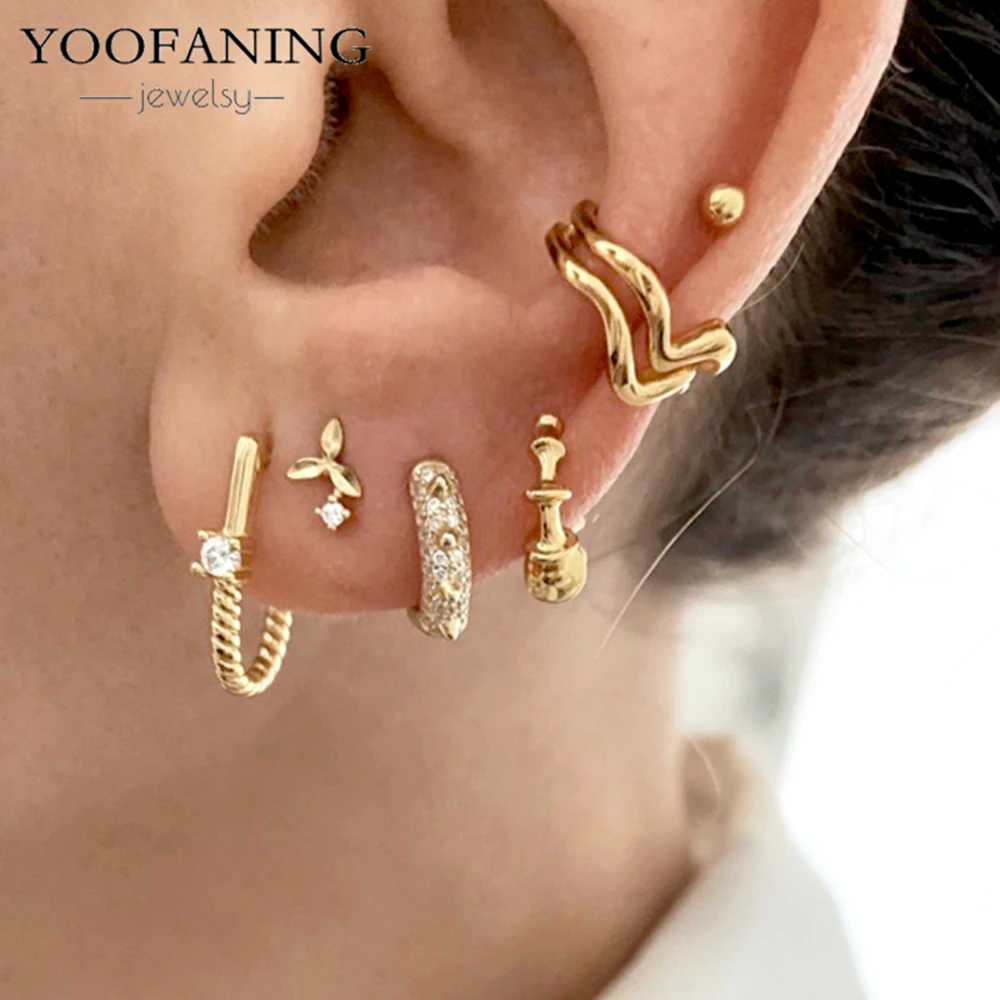 Фото YOOFANING 1 шт. 2026 Горячая новинка: Женские серьги-клипсы из плетеного металла, ретро, 24-каратное золото, необычные, элегантные, изысканные украшения, подарок для вечеринки №5