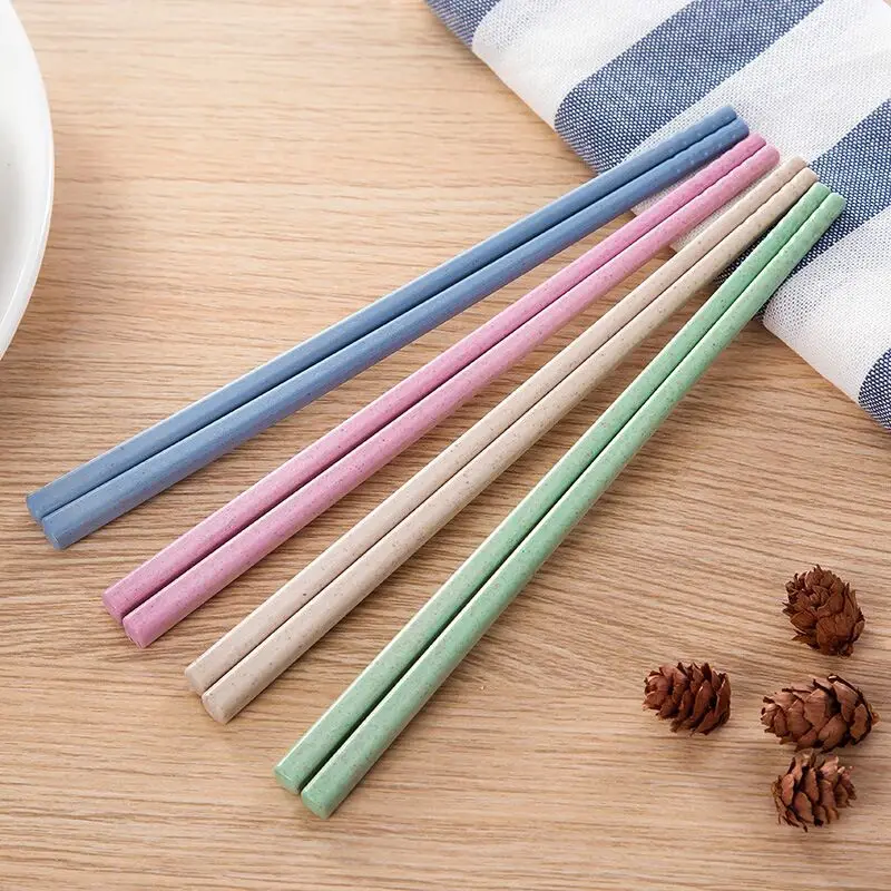 1 Pair of Wheat Straw Chopsticks Healthy Tableware Non-slip Chinese Chopsticks Kitchen Tools Reusable Sushi Food Tableware