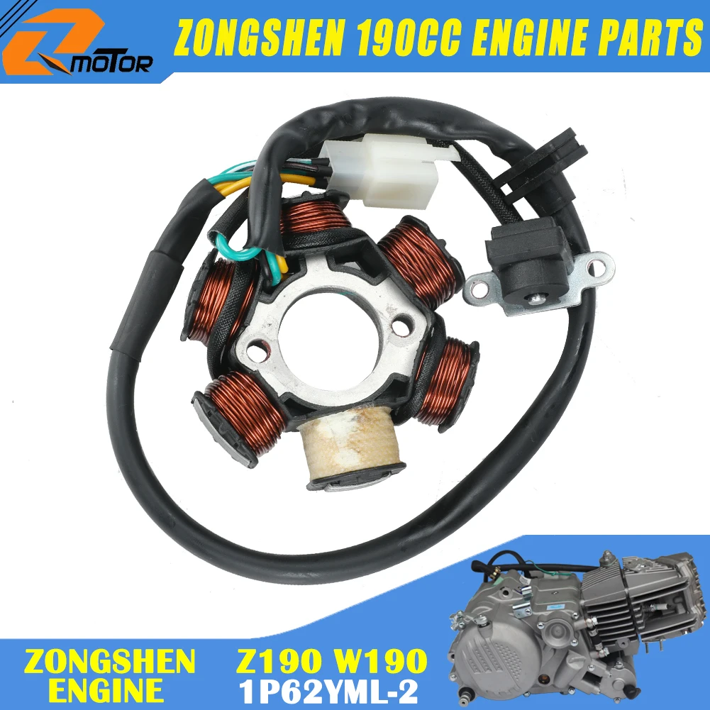 

Катушка статора зажигания мотоцикла для ZongShen 190cc Z190 W190 1P62YML-2, электрический стартер, двигатель для грязи, питбайка, квадроцикла, запчасти