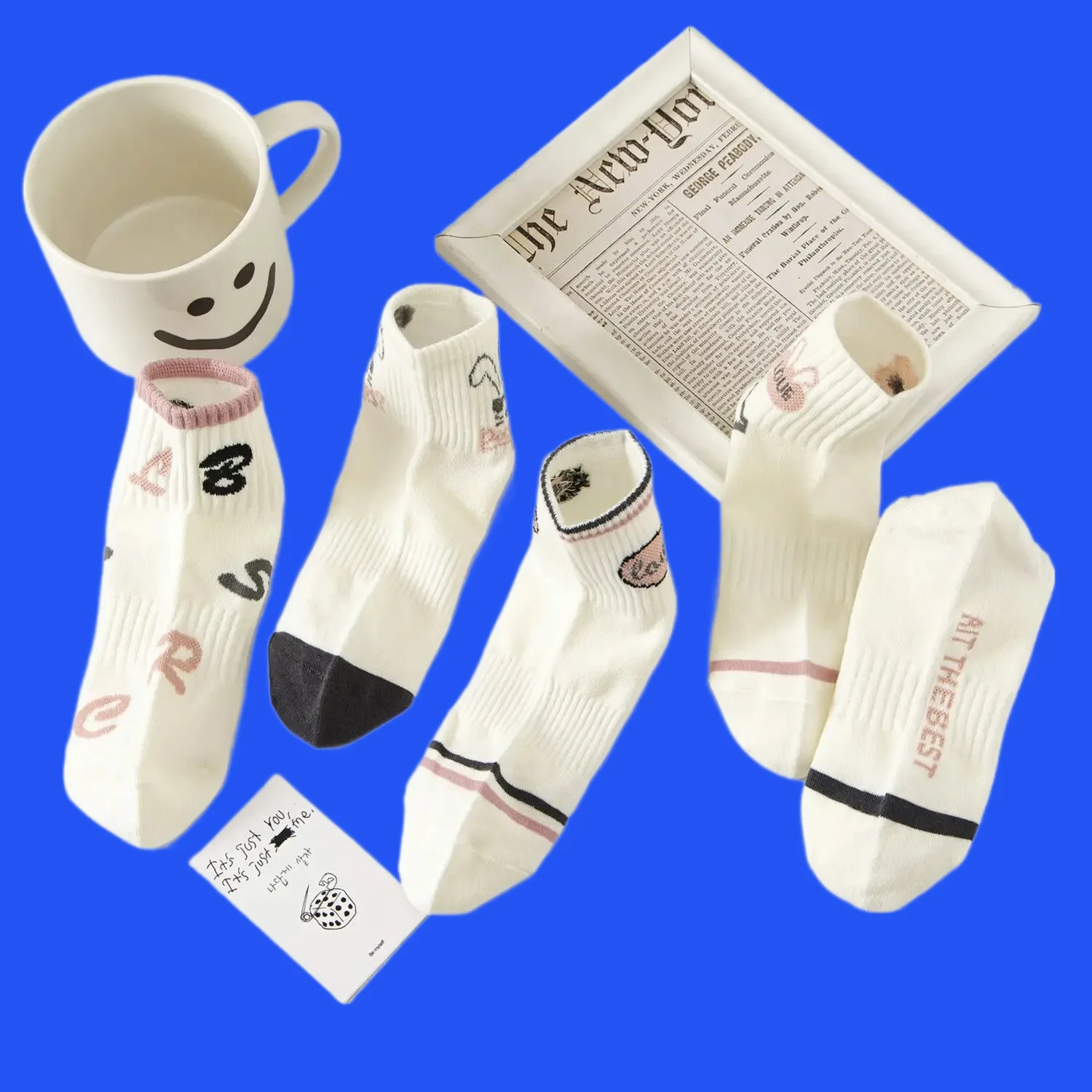 5/10 пар женские спортивные носки розовые модные розовый кролик хлопковые с