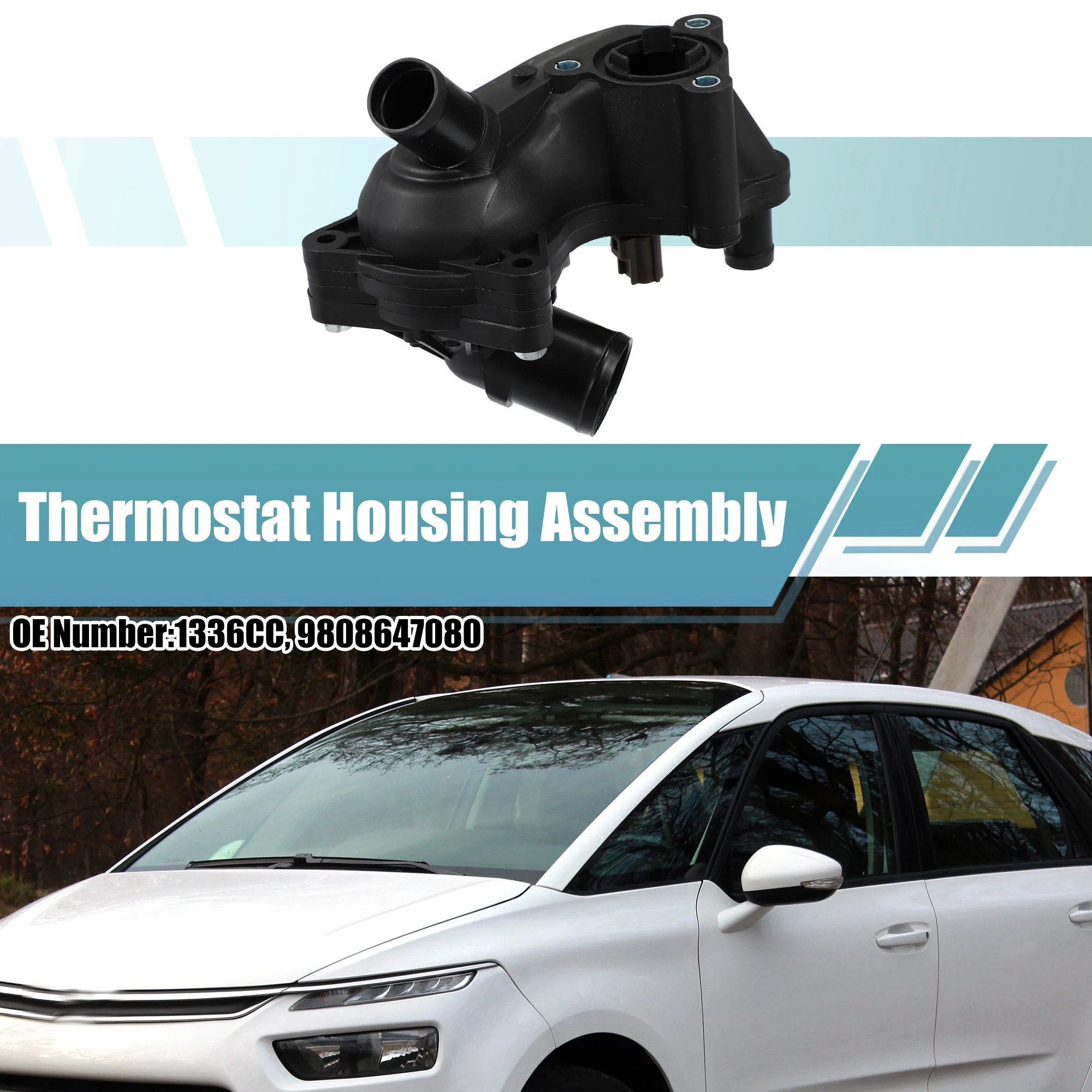 

X Autohaux Auto Engine Coolant Thermostat Housing Assembly 1336CC/9808647080 for Citroen for Peugeot 207 208 308 Car Accessories