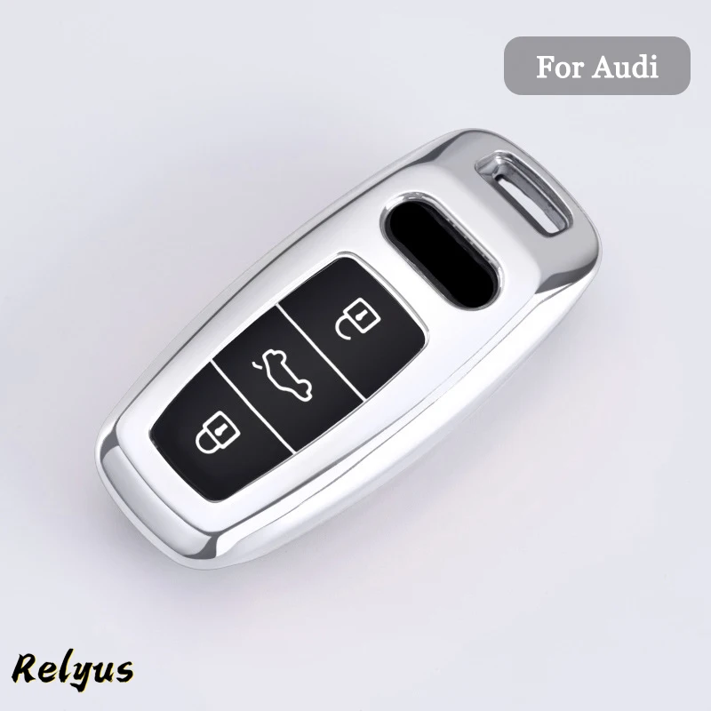 

Car TPU Key Case Cover Key Shell Fob Keychain for Audi A6 A7 A8 Q8 E-tron C8 D5 A8L A6L 2018 2019 2020 Auto Accessories