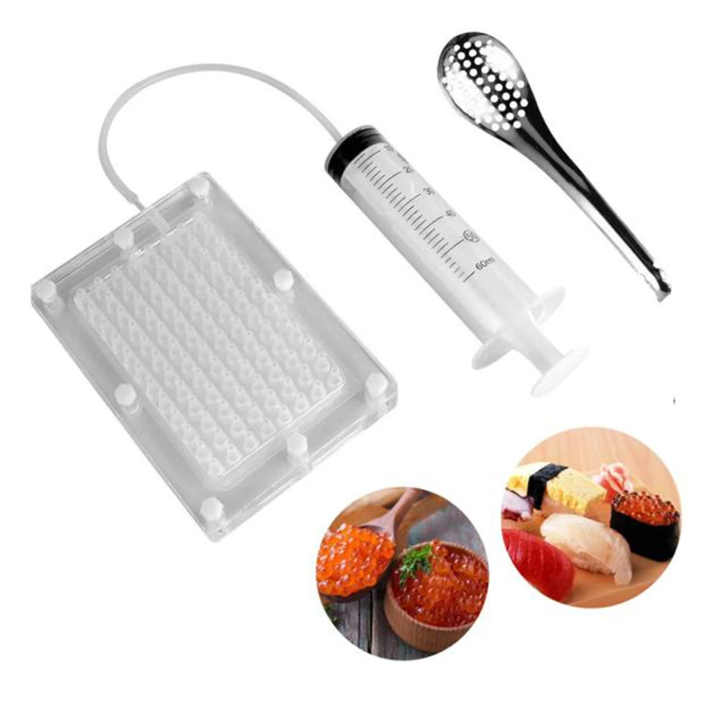 

Molecular Gastronomy Caviar Maker Gourmet 96-Hole Fish Roe Sauce Strainer Caviar Filter Spherification Dropper Kit Gadgets