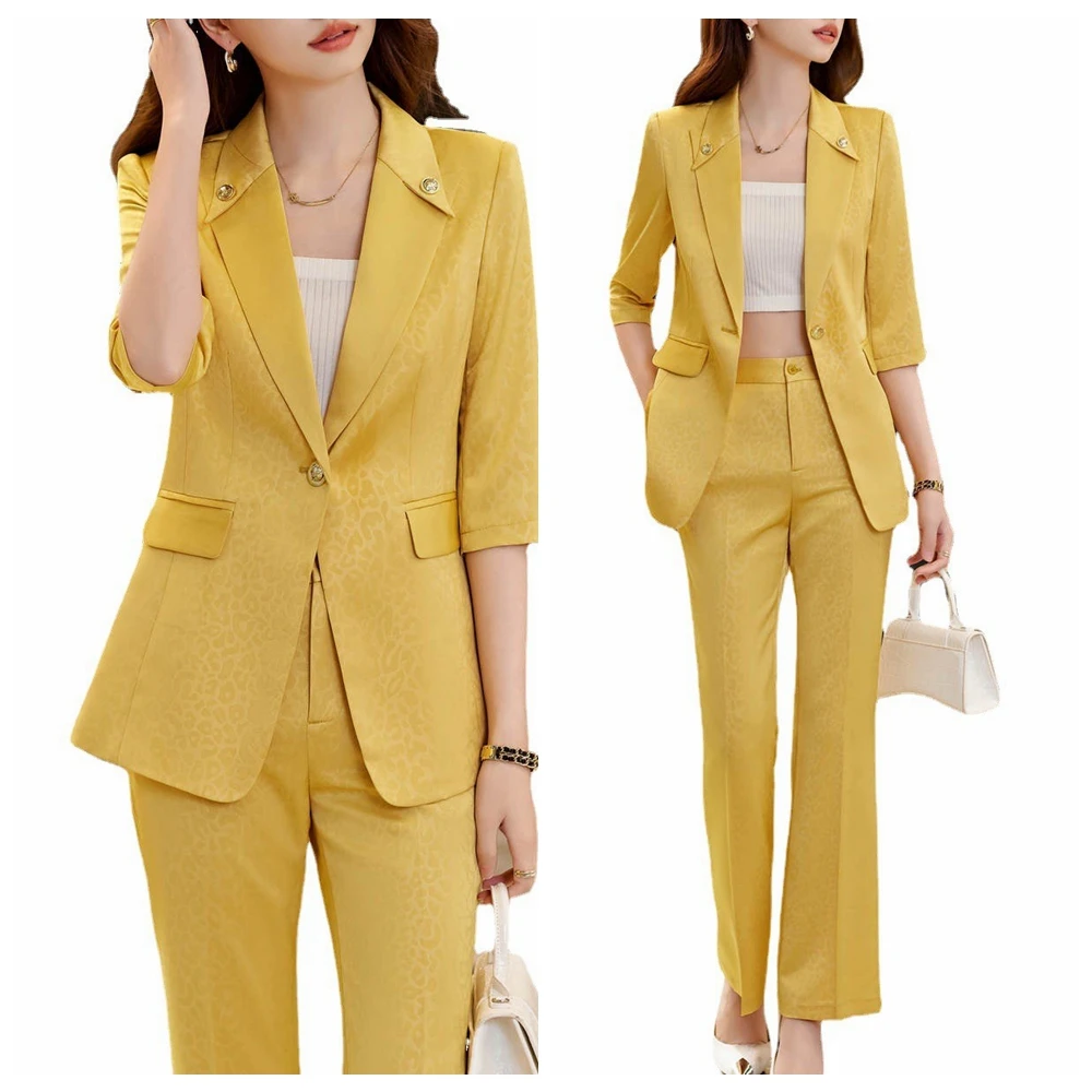 Superior Quality  Spring Formal Ladies Fashion Blazer Women Business Suits with Sets Work Wear Office Casual  Pants Jacket  Suit
