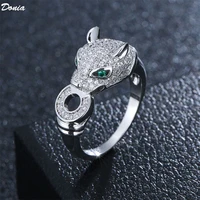 donia jewelry fashion animal ring leopard head ring micro inlaid aaa zircon ring luxury ladies ring jewelry