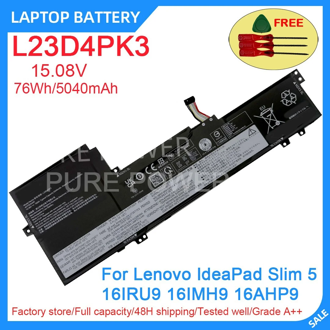 Фото Новый аккумулятор для ноутбука L23D4PK3 15.08V 76WH 5040mAh высокого качества для Lenovo IdeaPad Slim 5 16IRU9 16IMH9 16AHP9 №1