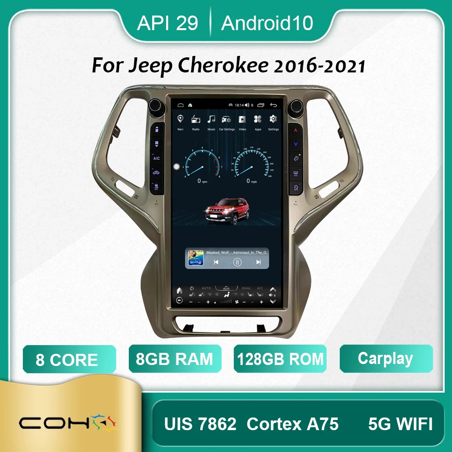 

For Jeep Cherokee 2016-2021 1024*768 Resolution UIS7862 Octa-core 8+128gb Car Navigation CarPlay Car Radio Multimedia Video
