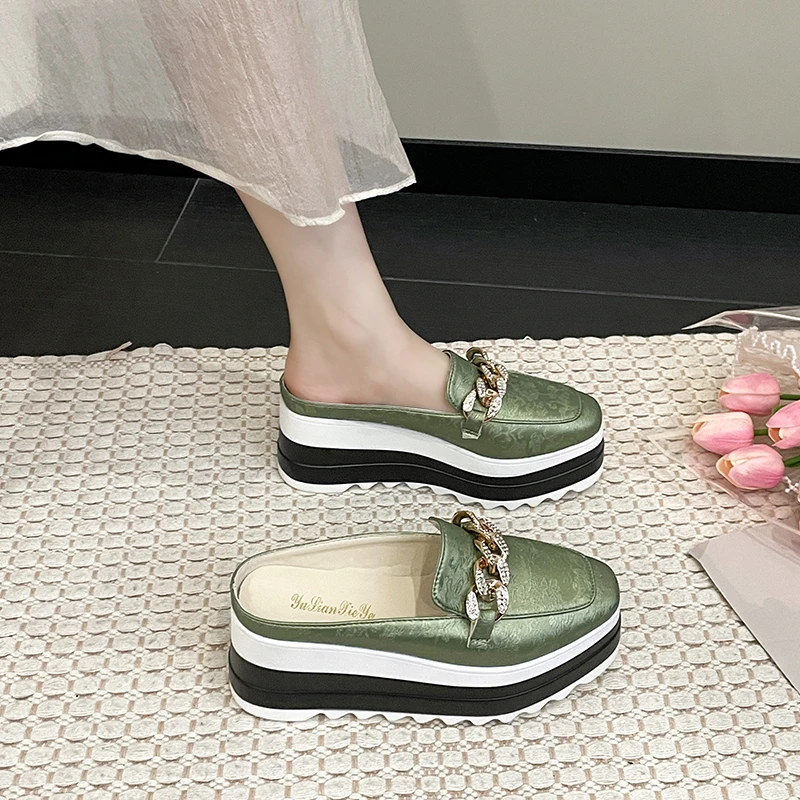 Женские туфли на танкетке сандалии платформе высокий каблук без задника цвет