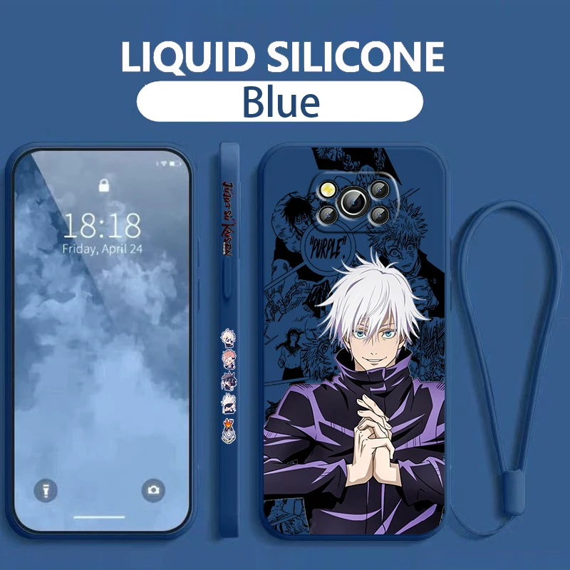 

Jujutsu Kaisen Gojo Satoru For Xiaomi Poco Phone Case For X4 X3 F4 F3 NFC M5 M4 M3 GT S Pro 4G 5G Liquid Left Rope Cover