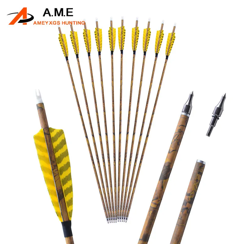 

6/12pcs 31.5" Mixed Carbon Arrow 500 Spine 4" Turkey Feather ID6.2mm Archery Recurve Compound Bow Hunting DIY Acc