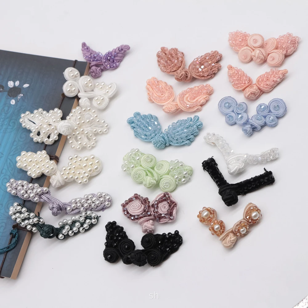 

Ethnic Style Retro Buckle Button For Chinese Tang Suit And Qipao Handmade Beaded Weaving With Pearls And Crystals Accessories