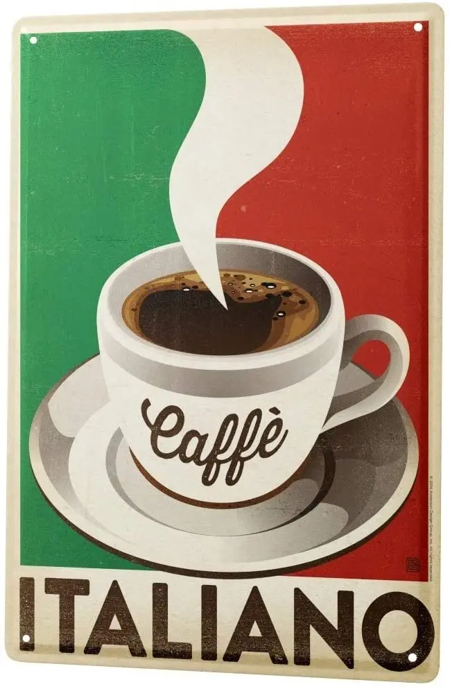 

SINCE 2004 Tin Sign Metal Plate Decorative Sign Home Decor Plaques Coffee Cafe Bar Coffee Italy Decorative Wall Plate 8X12