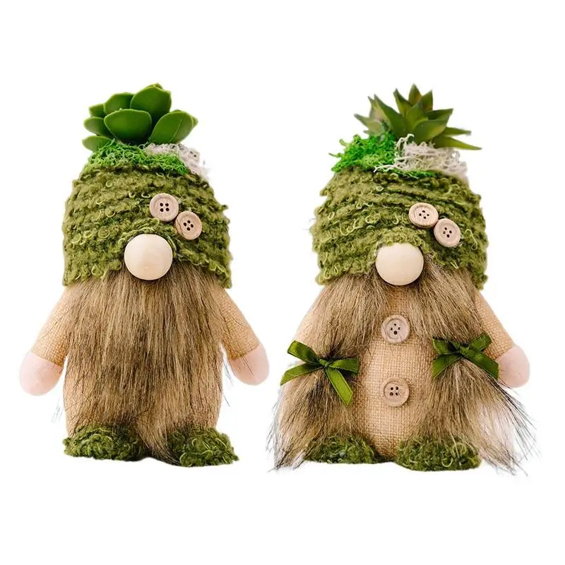 

Плюшевые зеленые растения гнома из суккулента без лица, карликовый плюшевый весенний гномный декор, милый стоячий шведский томте эльф, набивная кукла для