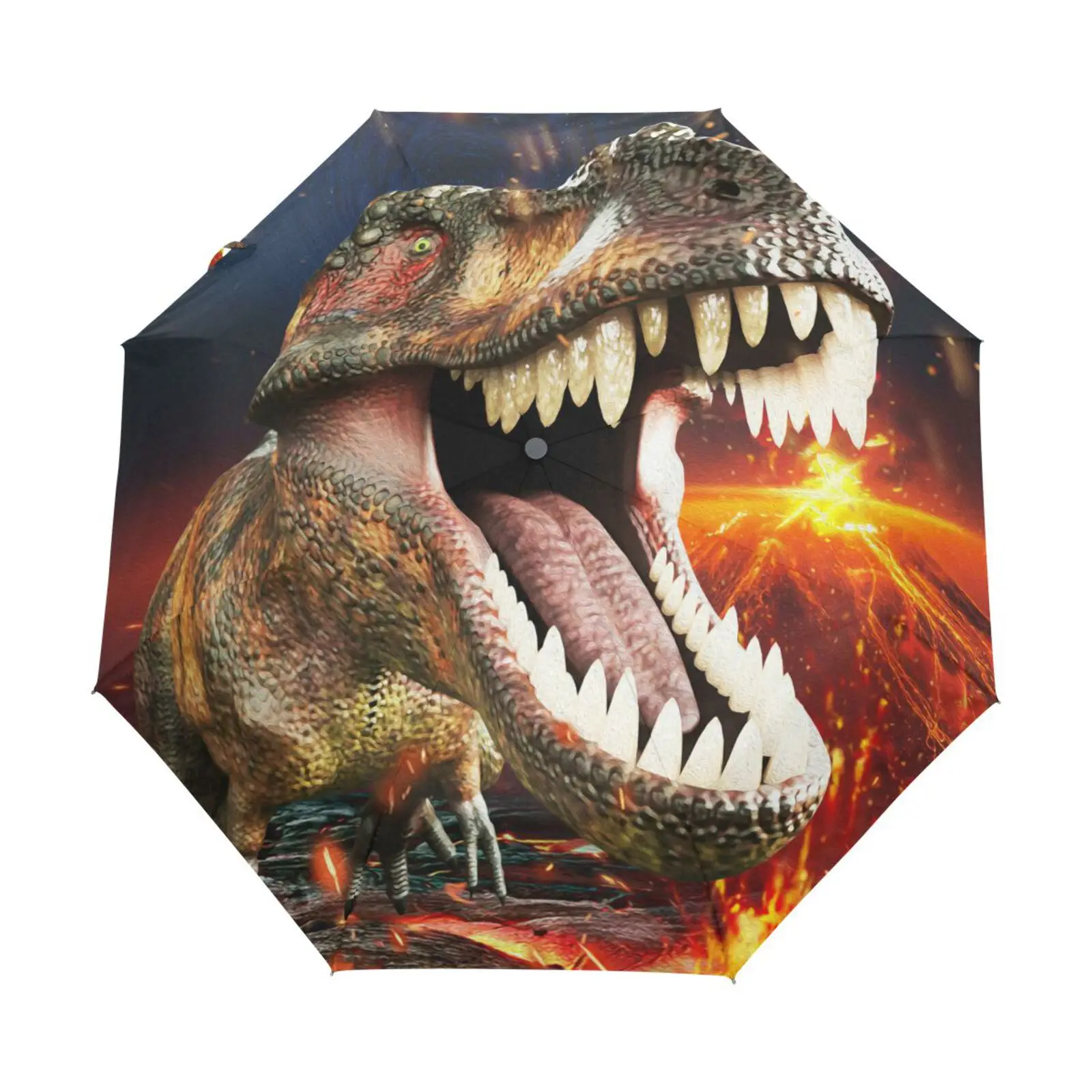 

3D Dinosaur Printed Children's Umbrella Parasol Three Folding Automatic Umbrella Rain Women Compact Portable Travel Umbrella