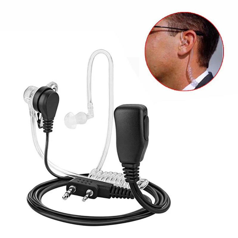 

2 Pin PTT MIC Headset Covert Acoustic Tube In-ear Earpiece For Kenwood TYT Baofeng UV-5R BF-888S CB Radio Accessories