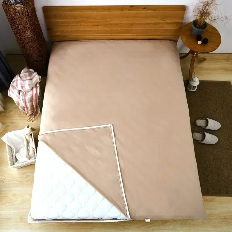 

360 ° Полностью закрытый двусторонний наматрасник с застежкой-молнией, защитный чехол для двух человек, спальня, односпальная двуспальная кровать, защитная накладка без ядра