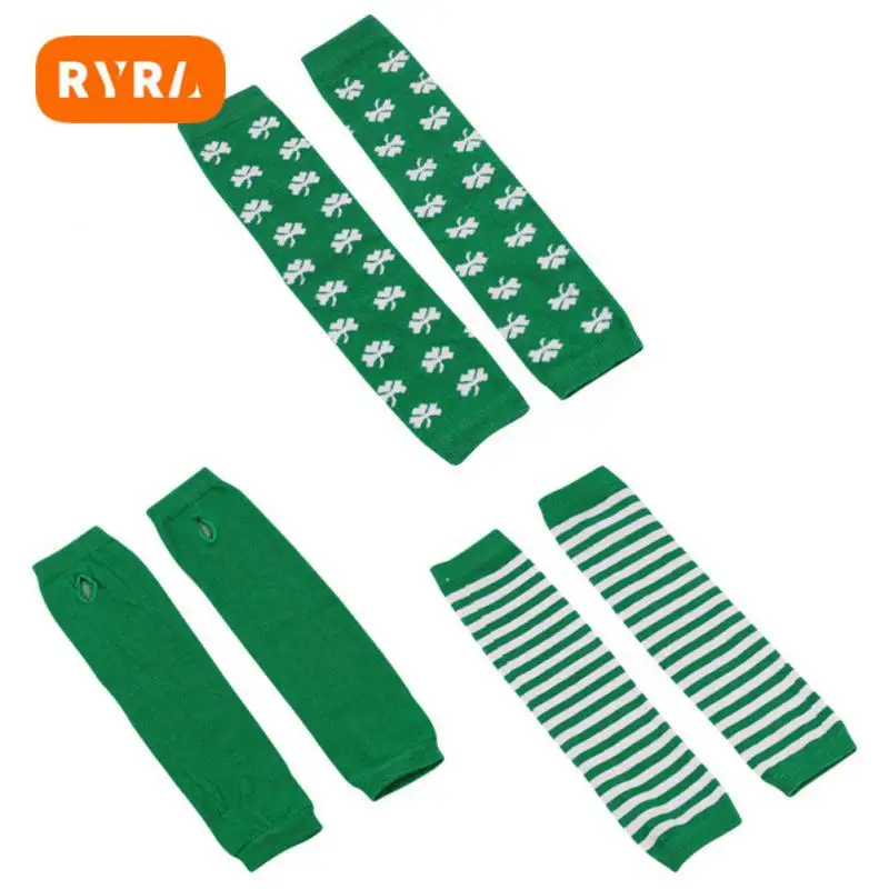 

Christmas Women Striped Elbow Gloves Arm Sleeve Long Knitted Fingerless Gloves Arm Fashion Cotton Elbow Mittens Christmas Gift