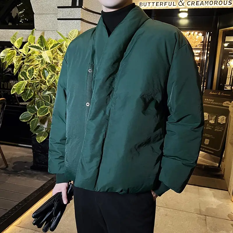 Autumn Winter Down Jacket Men Thick Warm Collarless Casual Parkas Fashion Social Duck Down Coats Streetwear Men Clothing 2022