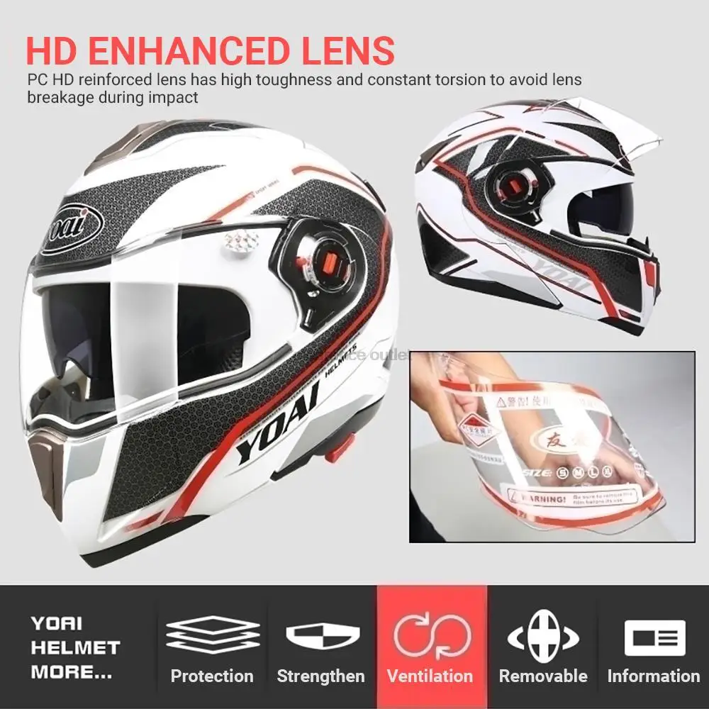 YOAI  Motocross Helmet Double Lens With Bluetooth Motorcycle Riding Full Face Helmet ABS Material Motorcycle Motocross helmet enlarge