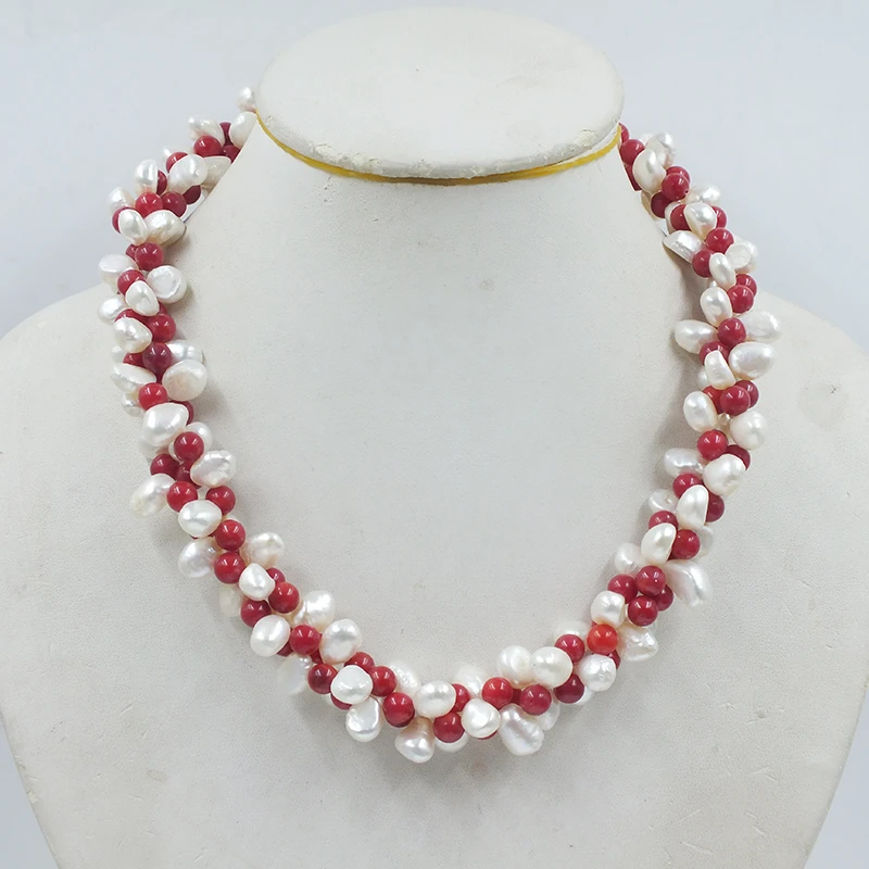 Ожерелье из натурального белого жемчуга в стиле барокко 8 мм/натурального