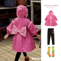 girls dress 2022 fall new pink bow fashion dress korean version princess sweater skirt leggings cotton childrens wear