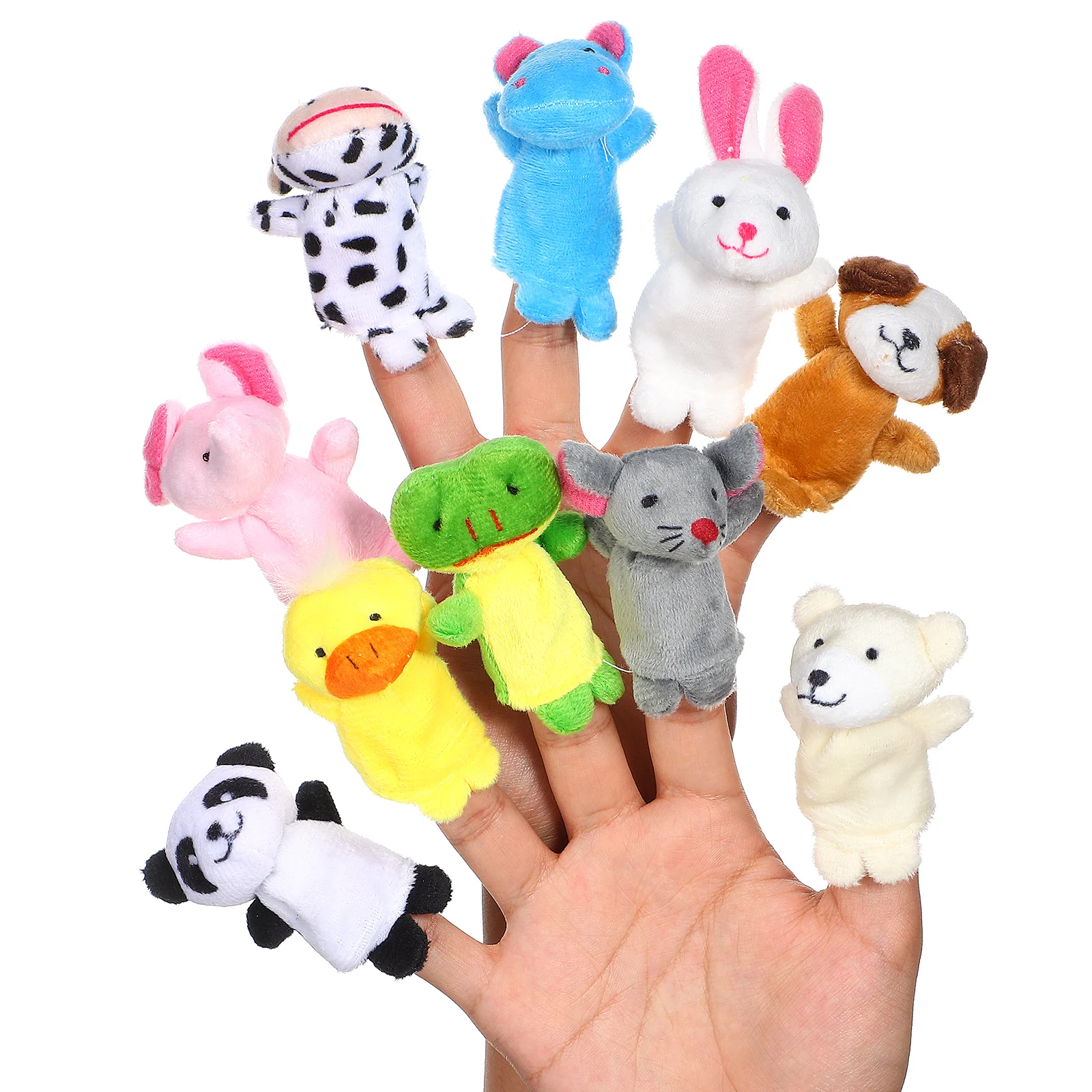 

10 Pcs Mini Toys Kids Finger Puppet Hand Prop Plush Animal Puppets Cartoon Child