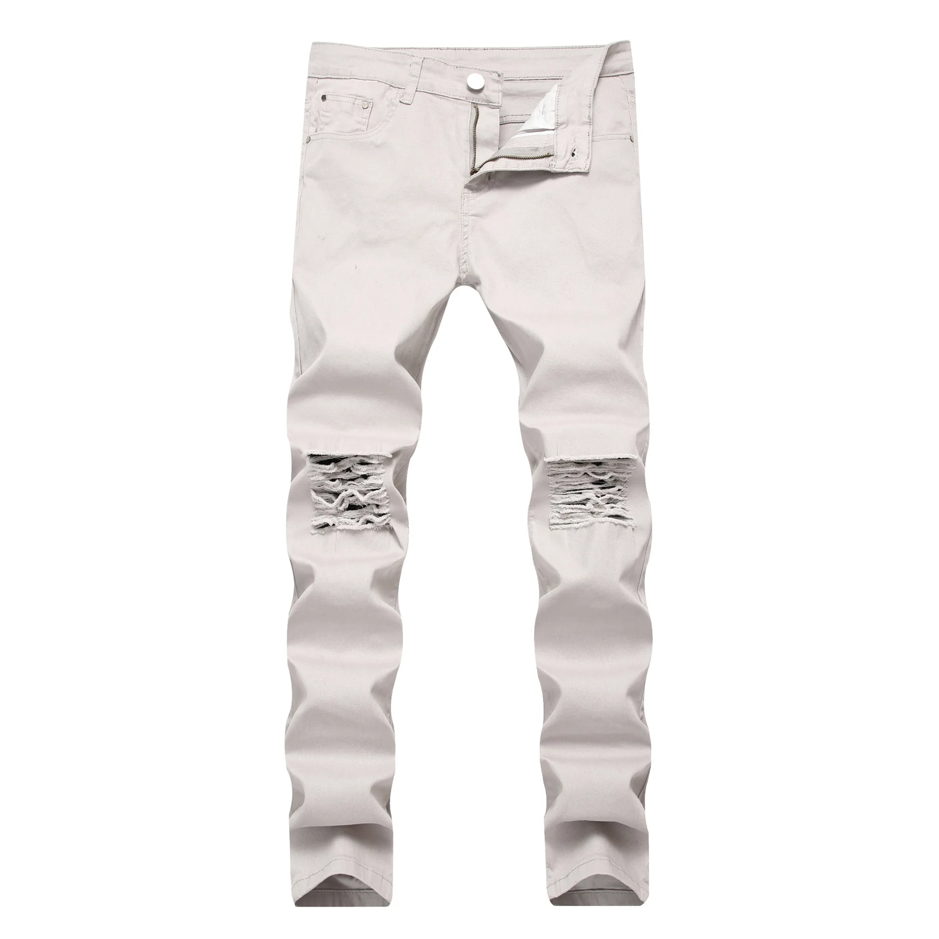 

Джинсы мужские Стрейчевые в стиле хип-хоп, модные брюки скинни из денима, дизайнерские модные в Корейском стиле, лето