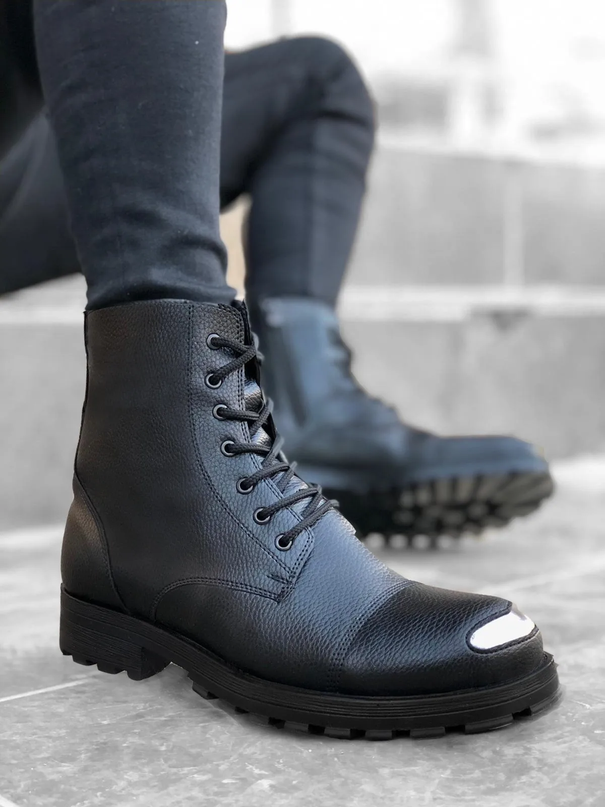 

BOA BA0092 Male Boots Waterproof Lace-Up Ucu Chalybeate Zipper Black Sports Postal Man Boots Winter Season Comfortable Mould