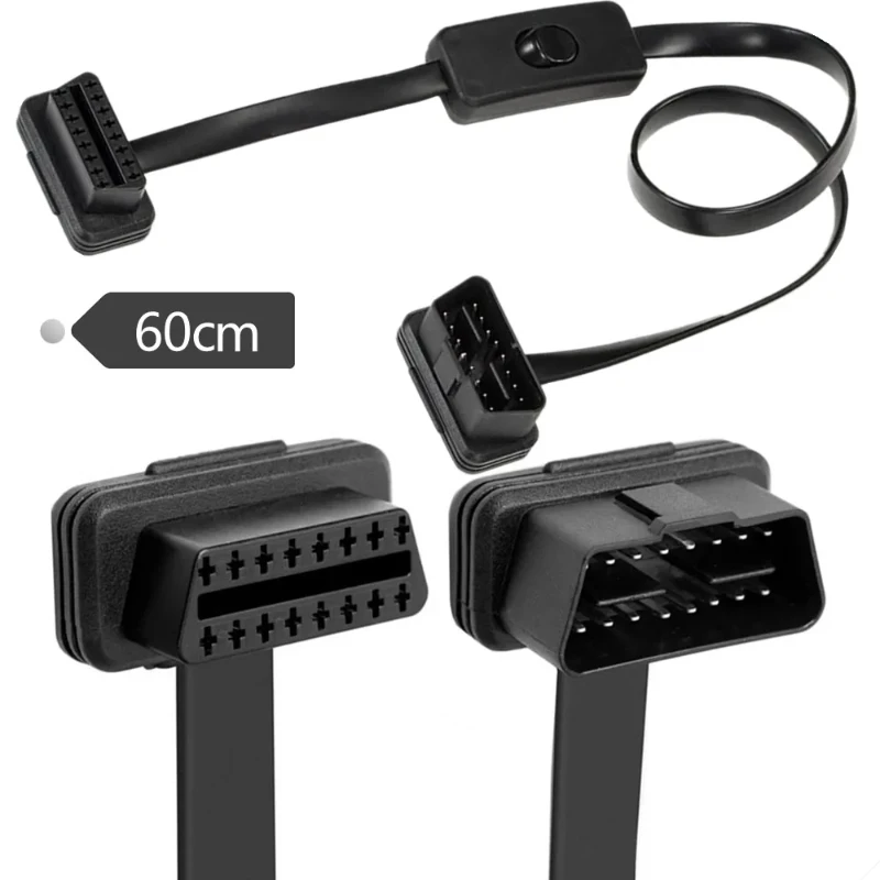 Плоский Obd Obd2 штекер-гнездо с переключателем вкл/выкл 8pin проходит через Obdii
