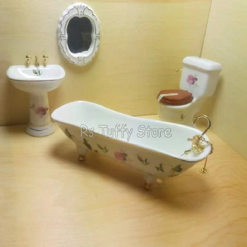 Модель унитаза зеркала для ванной комнаты 1:12 дюймов | Игрушки и хобби