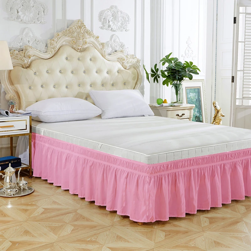

Twin/Full/Queen/King Size Bed Skirt Wrap Around Elastic Bed Skirt Bed Cover without Surface Home Hotel Bed Skirt Solid Color