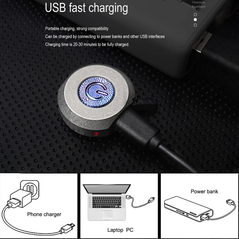 Портативный фонарик из титанового сплава с зарядкой от USB