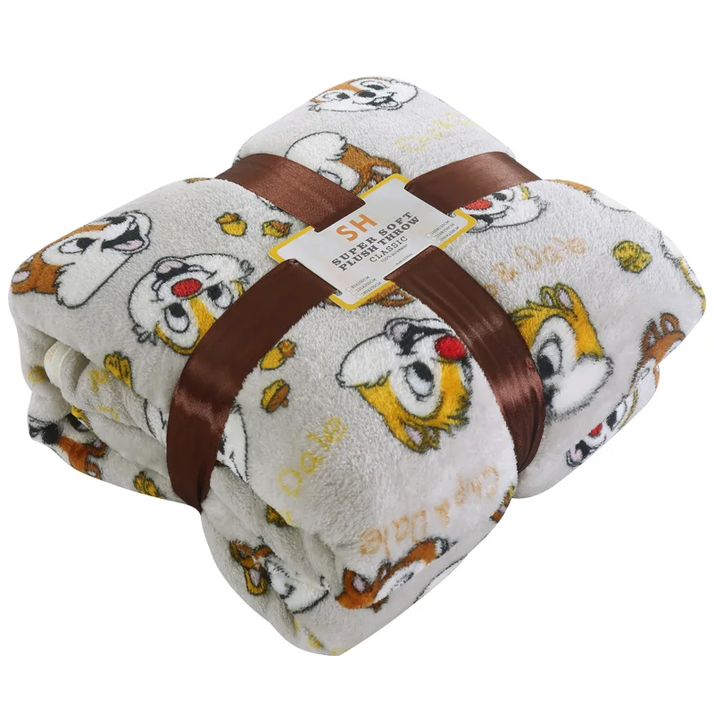 Disney Squirrel Private Pluto Chip n Dale Lightweight Plush Blanket on Bed Sofa Plane Flatsheet Bedding