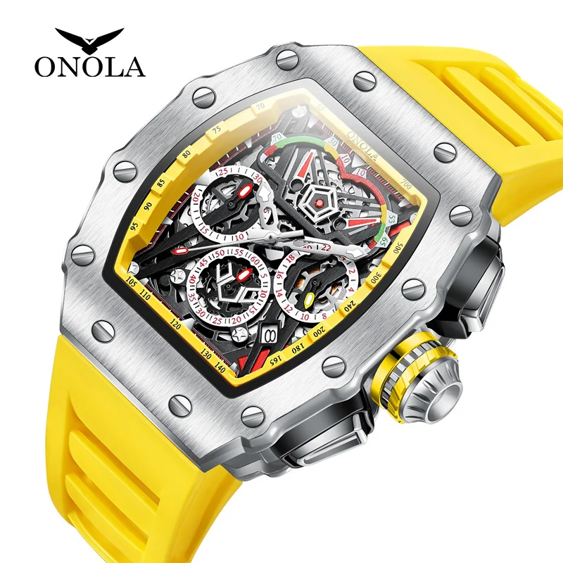 

Часы наручные ONOLA Мужские кварцевые, брендовые Роскошные спортивные водонепроницаемые с хронографом и лентой