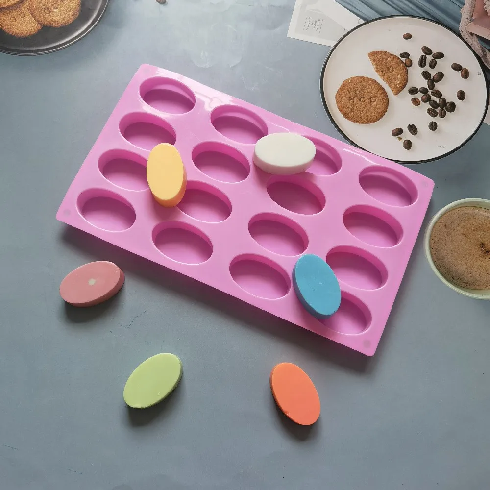 

Silicone Pastry Molds Oval Shaped Silicone Chocolate Mold Baking Pan DIY Handmade Soap Mould Donut Tray Muffin Cups Cake Mold
