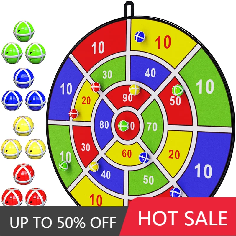 

Hot Sale Kids 27" Large Dart Board with 12 Sticky Balls Indoor Outdoor Games Fun Birthday Gifts Toys for 3-12 Year Old Children