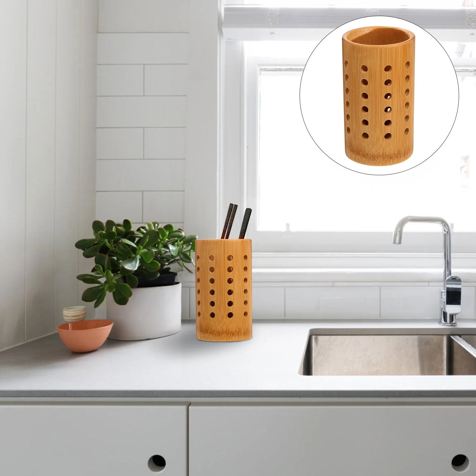 

Utensil Holder Wooden Makeup Brushes Organizer Utensil Storage Organizer Flatware Organizers