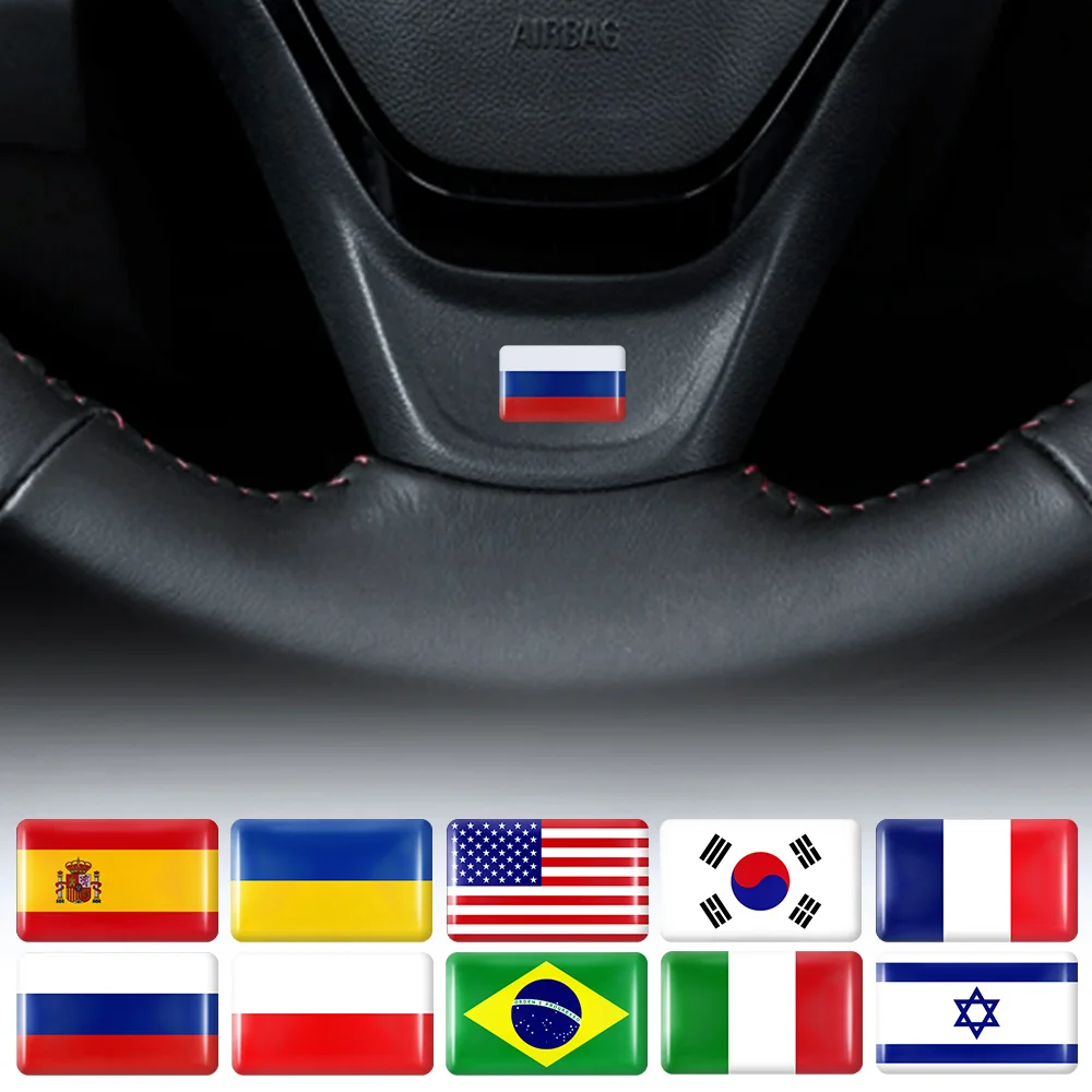 

10PCS Car Decoration Stickers For Spain USA France Russia Italy Brazil Poland Ukraine UAE Germany National Flag Japan Korea