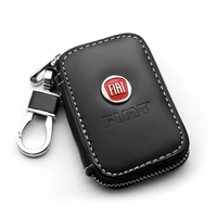 leather car key case remote control key case leather zipper keychain for fiat panda bravo 500 tipo punto grande %e2%80%8bauto accessorie