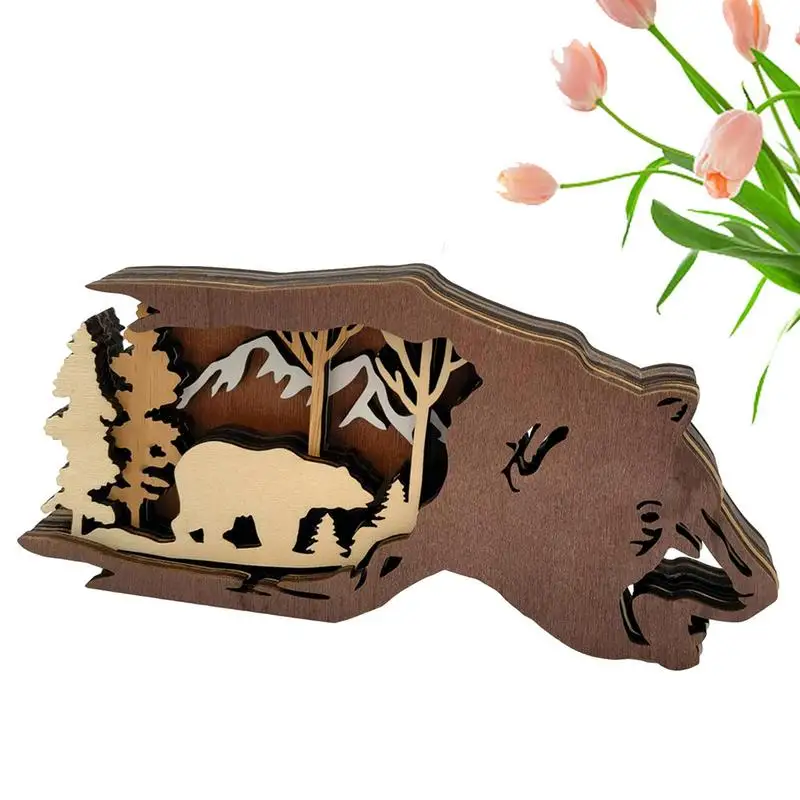 

Light Up Wooden Animal Decor Wooden Brown Bear Animal Crafts Decor Wooden Animal Decor With Lights String Desktop Ornaments For