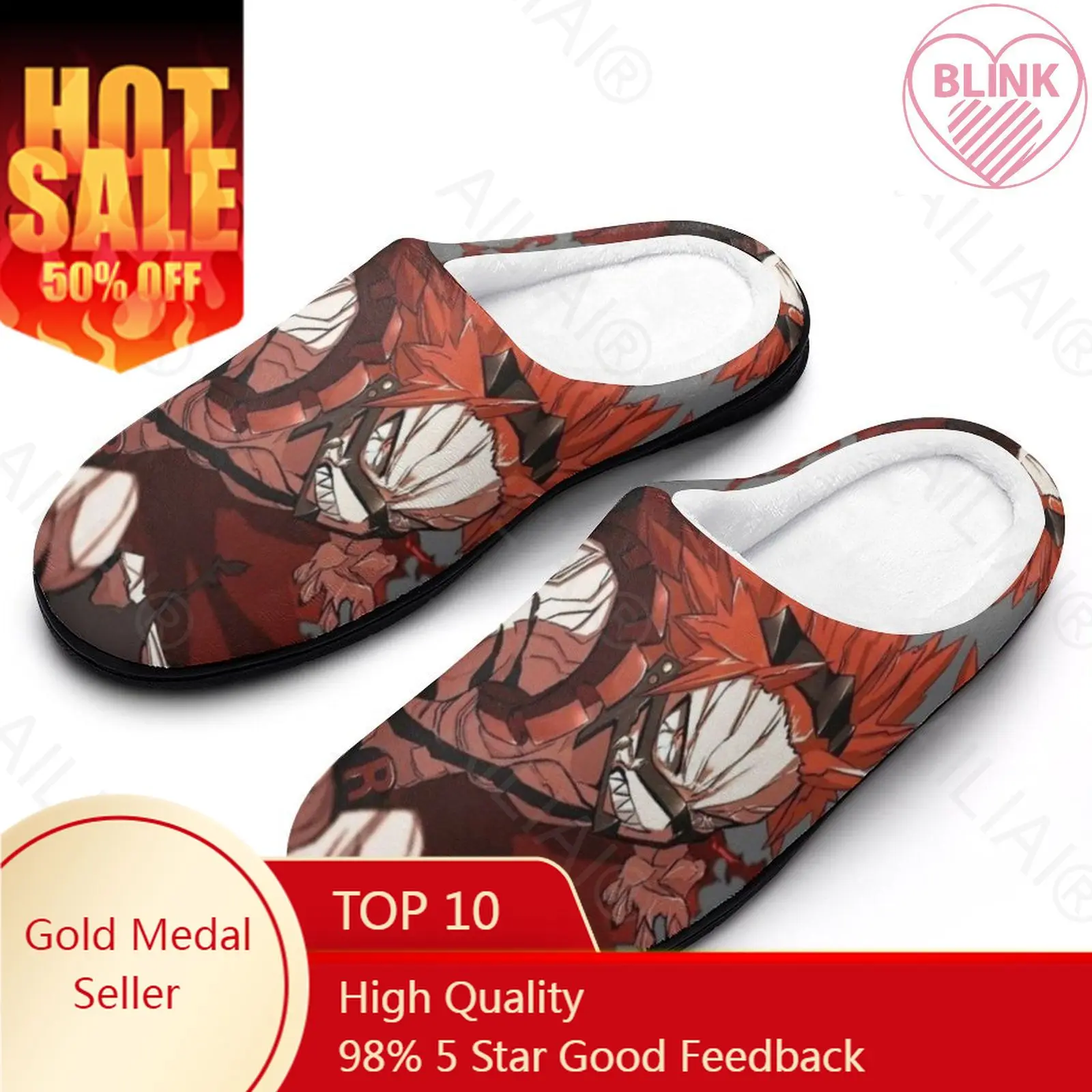 

Kirishima Eijiro 6 Sandals Plush Casual Keep Warm Shoes Thermal Mens Womens Slipper Bed Moccasin Anime Runner