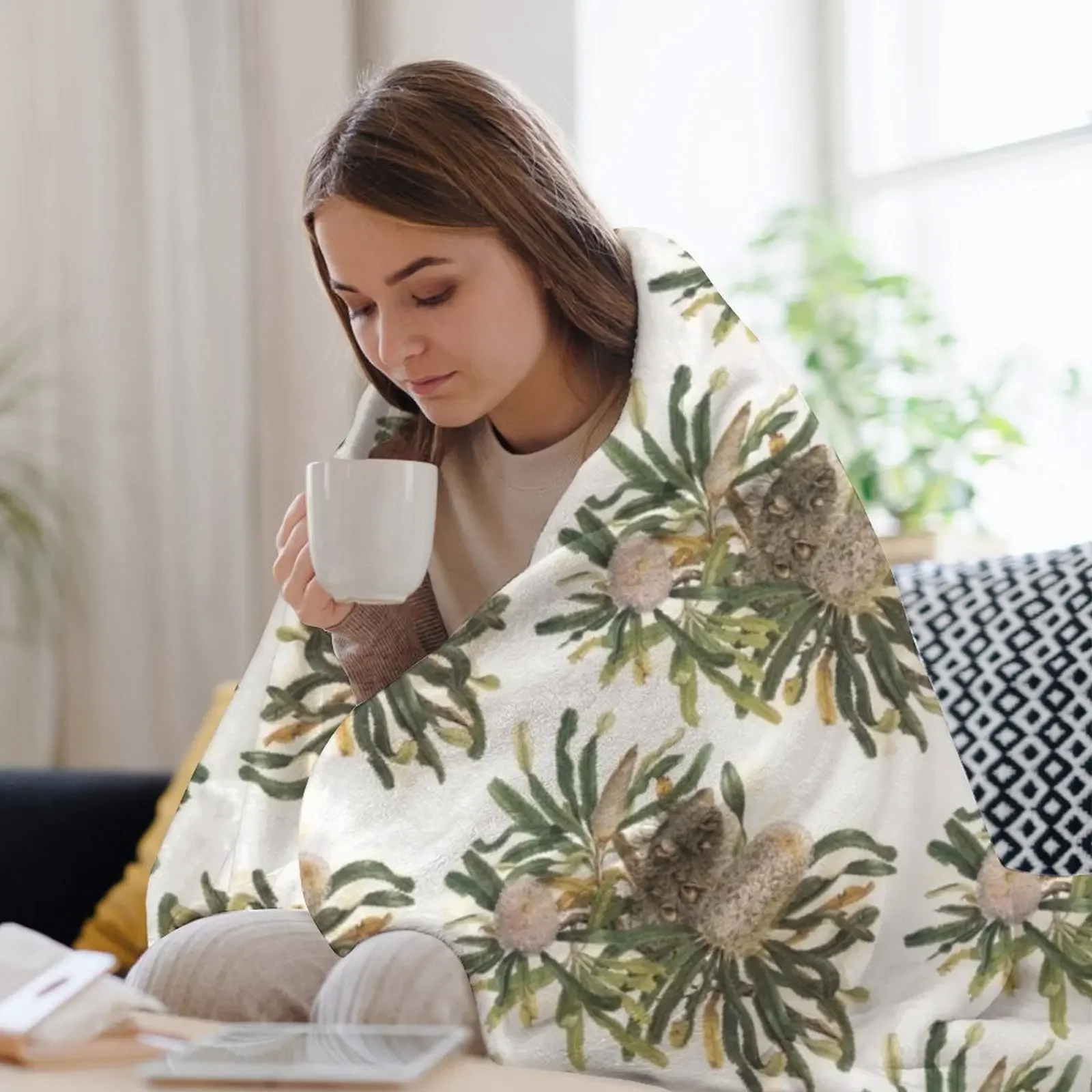 Фото Плед из ткани Banksia serrata, устойчивый к выцветанию, прочный плед №3