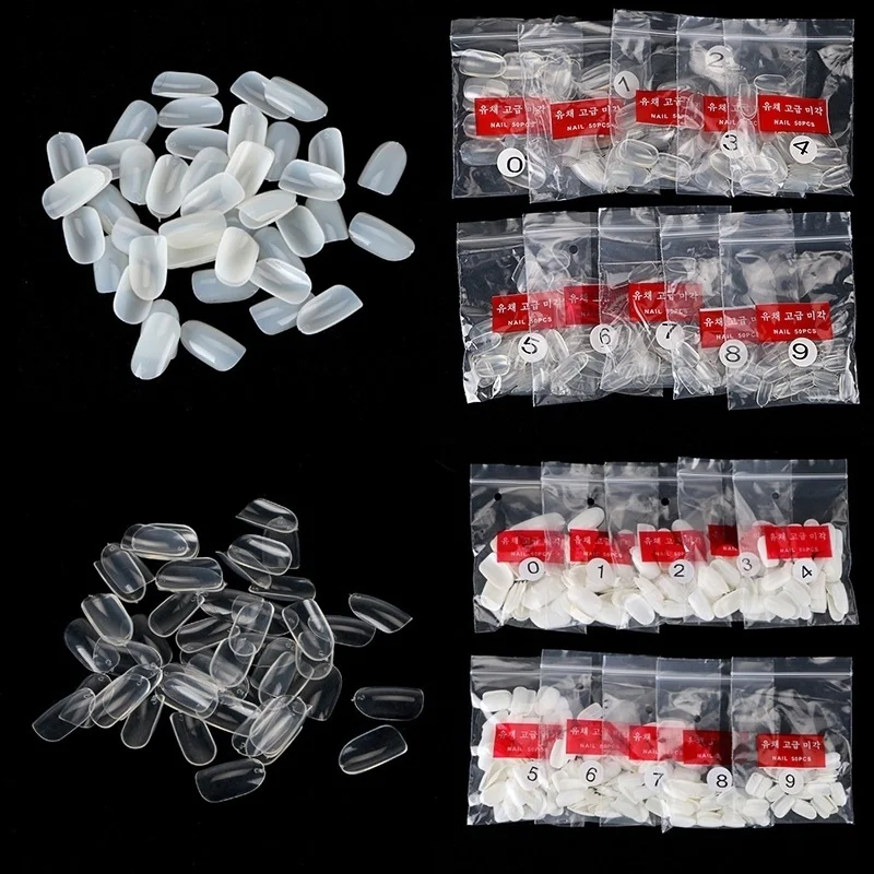 

600Pcs False Nail Art Tips Full Round Acrylic UV Gel Nail Tips Half Nail Art Tips Kits